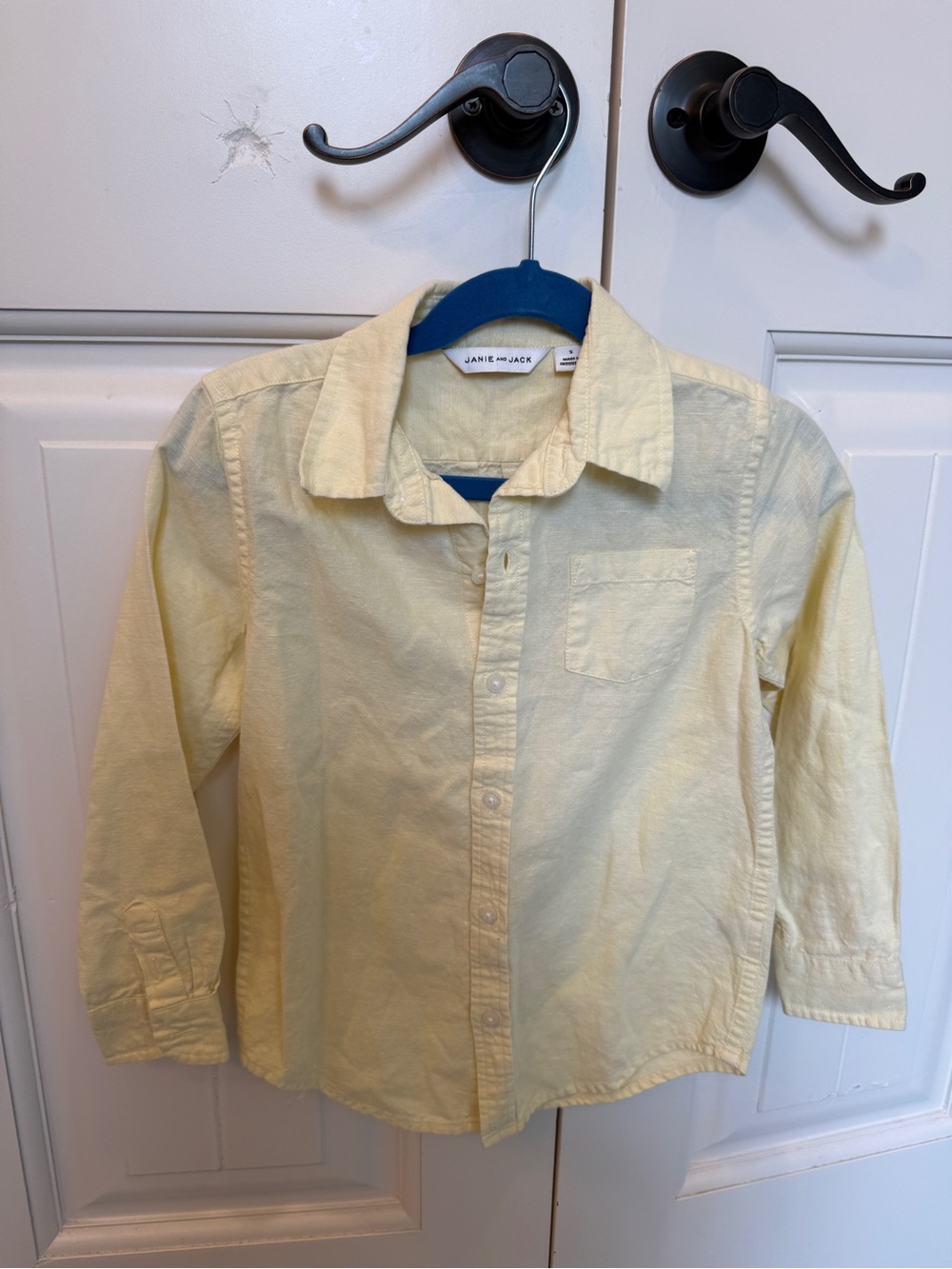 Janie and Jack Pale Yellow Button-Down Shirt linen 5